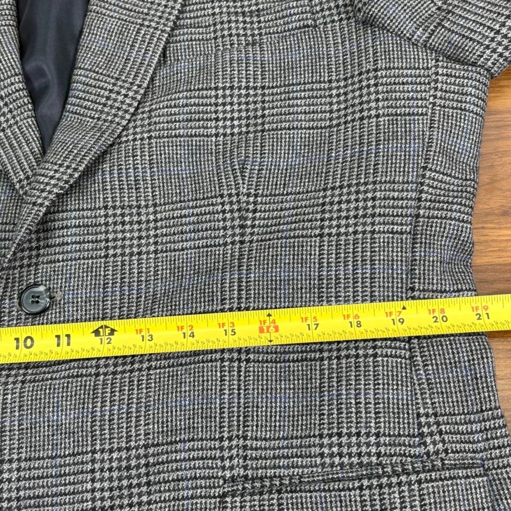 Haggar Collections 42L 100% Lambswool‎ Blazer Glen Plaid Mens Sport Coat Jacket